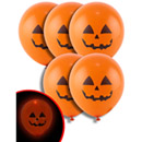 5 Ballons citrouille orange LED 21 cm Halloween