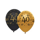 6 Ballons noir et or 40 ans