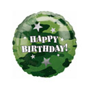 Ballon aluminium Happy Birthday Camouflage 43 cm