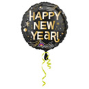 Ballon Happy New Year noir et doré 43 cm