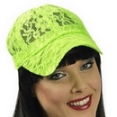 Casquette dentelle verte fluo femme