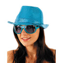 Chapeau borsalino pailletté turquoise adulte