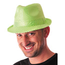 Chapeau borsalino pailletté vert fluo adulte