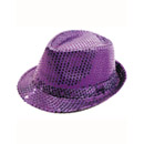 Chapeau borsalino pailletté violet adulte