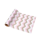 Chemin de table tissu chevrons rose / blanc / taupe