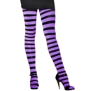 Collants rayés violet et noir femme