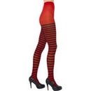 Collants rayés noirs et rouges femme