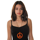 Collier pendentif peace orange fluo adulte