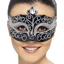 Masque cygne noir avec paillettes argentées femme