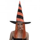 Chapeau avec perruque sorcière femme Halloween