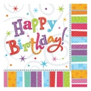 16 Serviettes en papier Happy Birthday coloré 33 x 33 cm