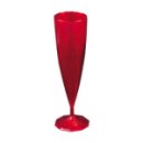 10 flûtes à Champagne en plastique rigide monobloc rouge carmin 13 cl