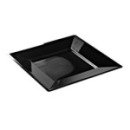 12 assiettes en plastique rigide carré noir PRESTIGE  18 cm