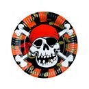 8 Assiettes rondes en carton Pirate 23 cm