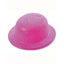 Chapeau melon pailletté rose adulte