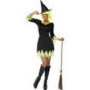 Déguisement sorcière noire et verte femme Halloween