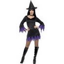 Déguisement sorcière noire et violette femme Halloween