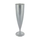 10 flûtes à Champagne en plastique rigide monobloc argent 13 cl