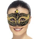 Masque cygne noir avec paillettes dorées femme