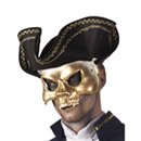 Masque doré avec chapeau pirate adulte