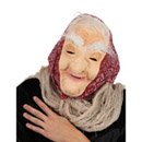 Masque vieille sorcière avec cheveux et foulard femme Halloween