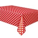 Nappe rouge à pois blanc plastique 137 x 274 cm