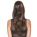 Perruque luxe châtain avec balayage miel et frange femme