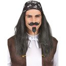 Perruque pirate avec bandana tête de mort homme