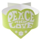 6 Ronds de serviette verts Hippie Peace and Love