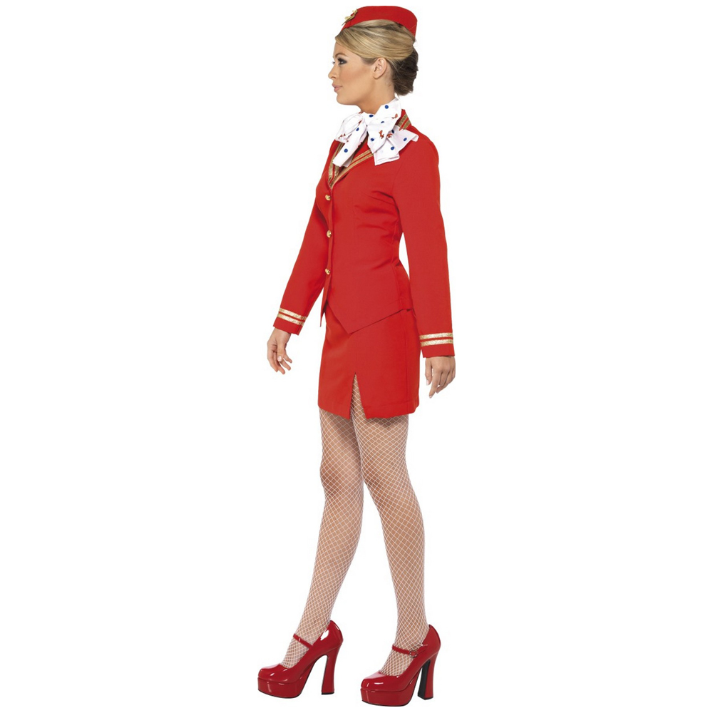 Déguisement hôtesse de l'air rouge femme