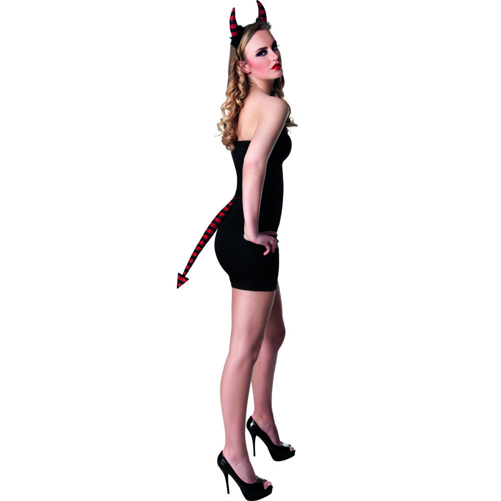 Kit Diablesse Rayée Rouge Et Noir Femme Halloween 5318